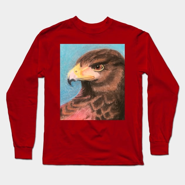 Red Hawk Artwork Long Sleeve T-Shirt by Lady Lilac